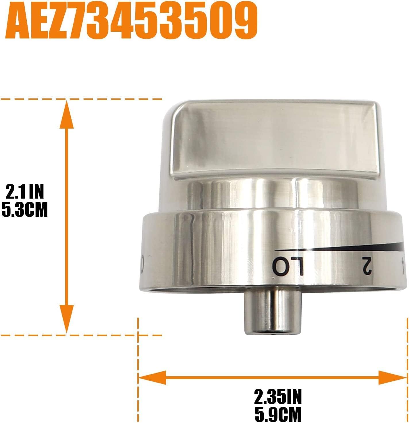 Replacement Oven Stove Knob for LG Models (AEZ73453509) - Control Knob with D-Shaped Hole (2.1" Height, 2.35" Diameter) - Compatible with LRG3083ST, LDG3016ST, LRG3093ST & More