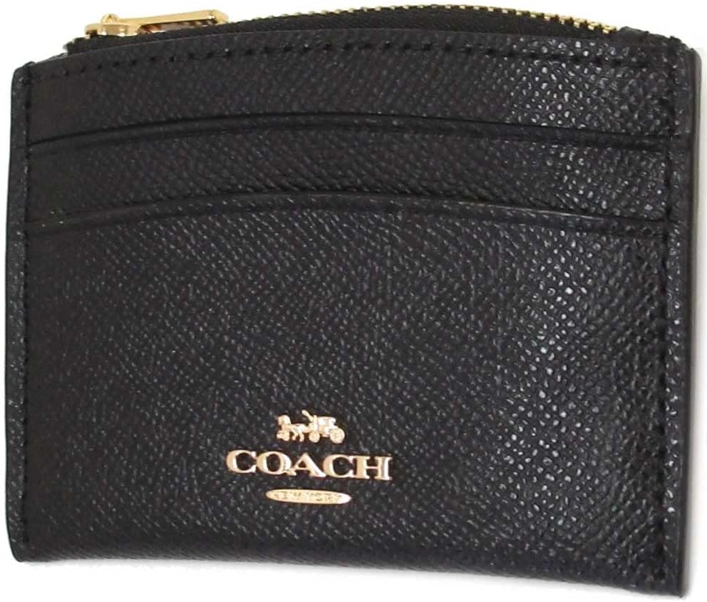 Coach Women's Shaped Card Case (Crossgrain Leather, Black) : Clothing, Shoes & Jewelry