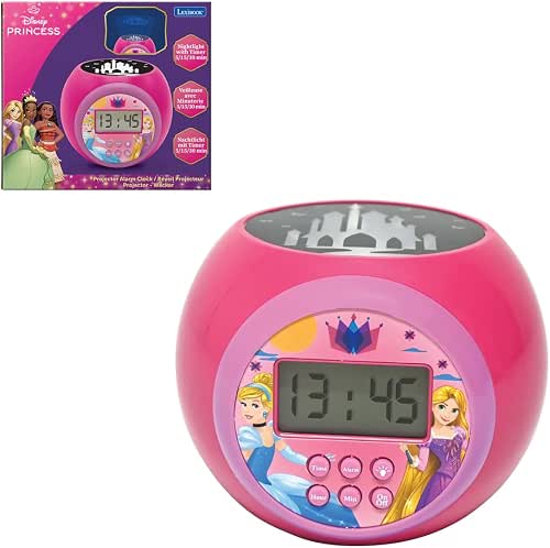Lexibook - Disney Princesses - Réveil-projecteur, avec Fonction Alarme et