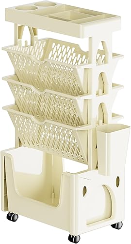 Estantería móvil extraíble de 5 niveles, estantería única móvil, organizador de utilidad, estantes caqui con ruedas para niños, estudiantes, estudio
