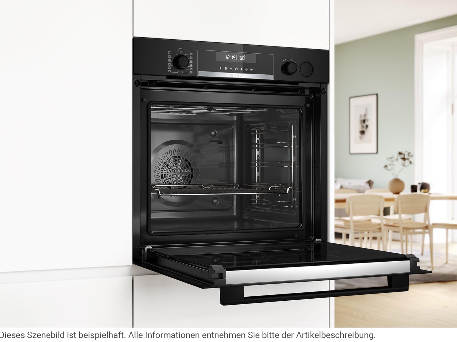 Bosch HRG578CB7, Serie 6, Smarter Einbau-Backofen mit Dampfunterstützung 60 x 60 cm, Made in Germany, Pyrolyse, Bratenthermometer, Air Fry Funktion, 3D-Heißluftfunktion, Soft Close, Backofenassistent