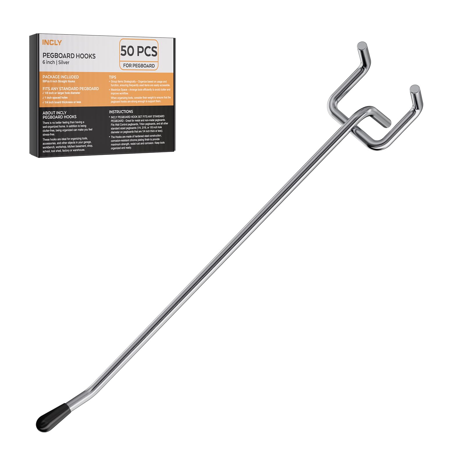 INCLY Pegboard Hooks - 50 Pack -12 INCLY Pegboard Hooks - 50 Pack -12