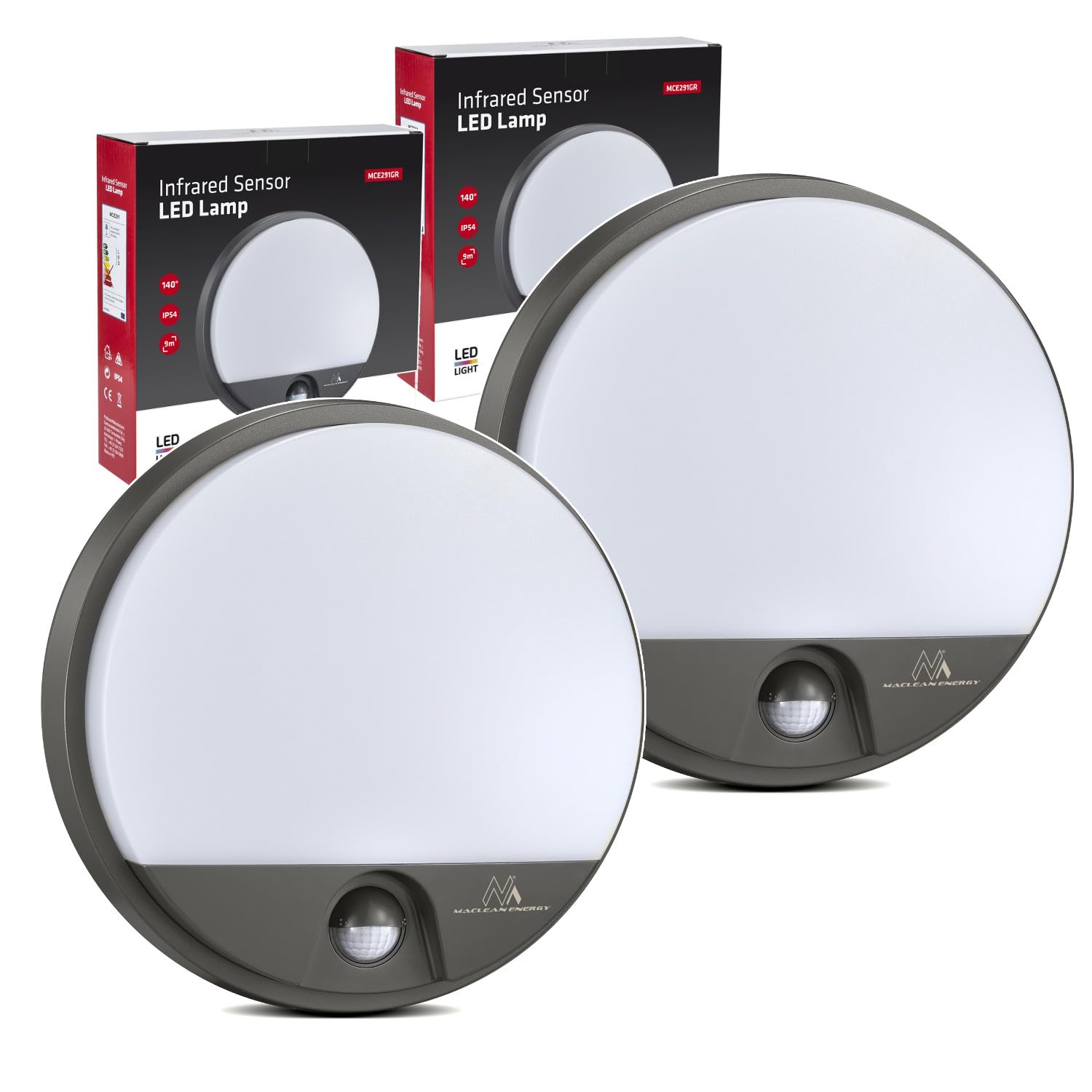 Maclean wall light: LED lamp with infrared (2, Gray) — image 1