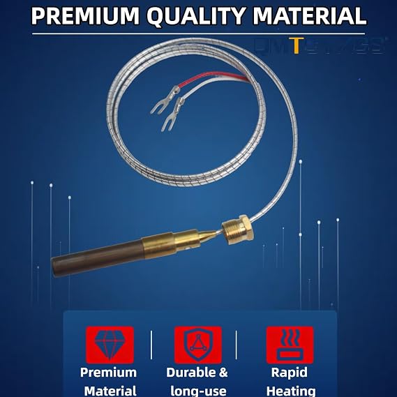Q313A Thermopile 750mv 24 Inch for Gas Fireplace Water Heater, Compatible with Heatilator Glo Heat Stove Oven Fryer Thermoelectric Generator, Millivolt Thermocouple Replacement Part (2-Pack)