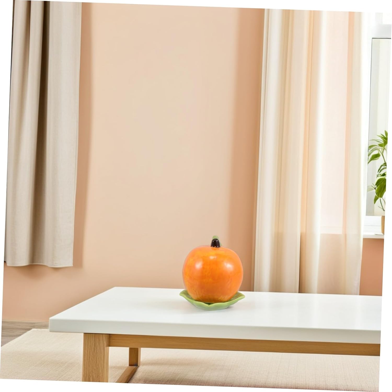 Ceramic Toothpick Dispenser Jar and Cotton Swab Storage Jar, Orange Fruit Shaped Toothpick Holder for Kitchen Tabletop Decoration and Festival Use