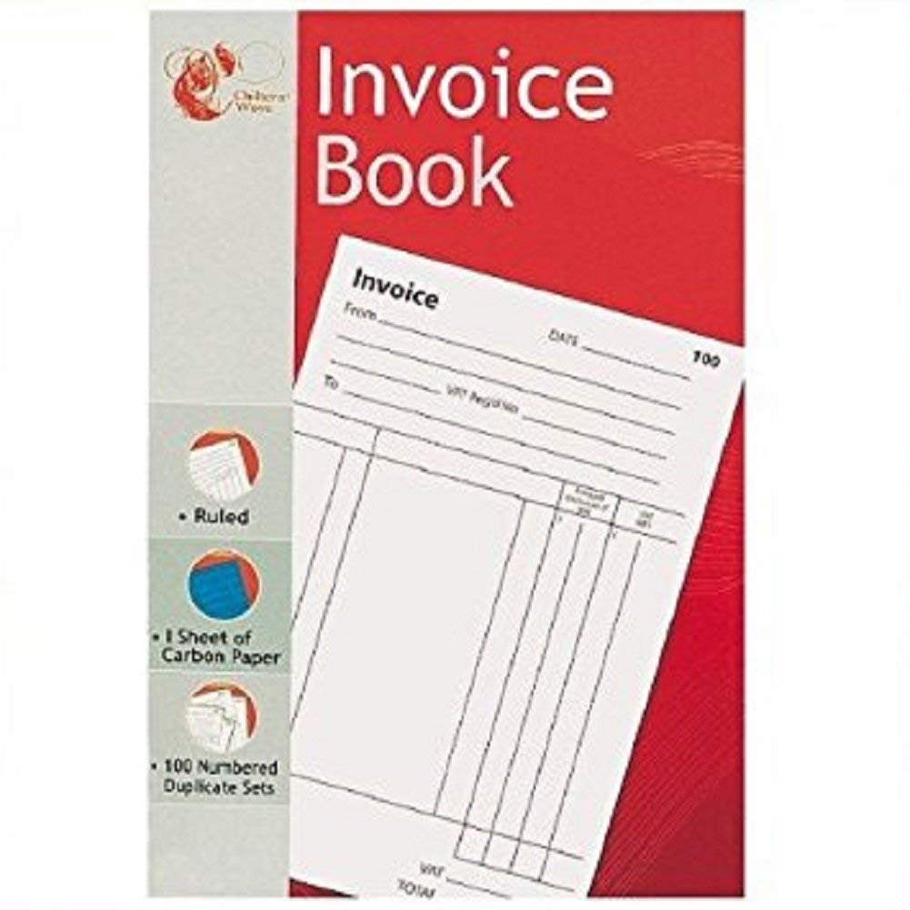 Invoice Duplicate Book - 1 to 100 Numbered Pages - Full Invoice Layout - Size 204mm X 132mm by Chiltern Wove