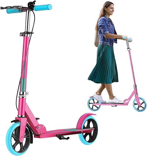 Scooters for Kids 8-12, Teens & Adults - Foldable Commuter Scooter with Bell, Hand Brake & Adjustable Height, 220 LB Weight Capacity, Perfect for School, Campus, Park Rides