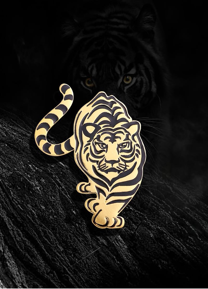Vintage Tiger Brooch for Men Women Gold Silver Charm Tiger Brooch Pin Animal Charm Pin Domineering Big Cat Brooch Retro Clothing Suits Coats Jackets Accessories Christmas Birthday Banquet Jewelry - Image 3