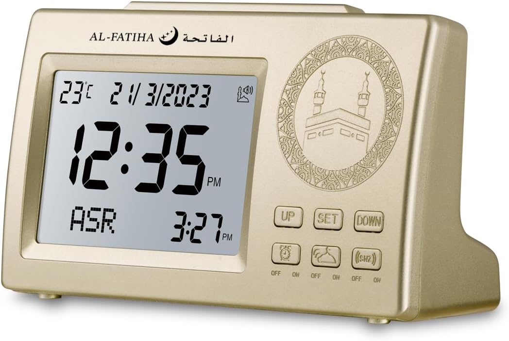 Muslim Azan Clock, Azan Table Prayer Clock with LCD Display, Azan Alarm Clock, Home/Office/Mosque Digital Azan Clock