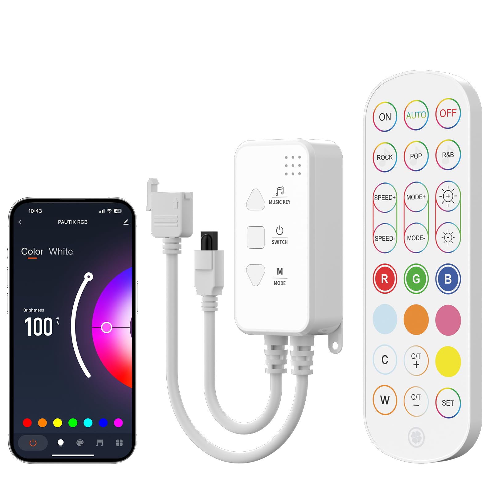 PAUTIX LED Controller for RGB COB LED Strip Light,with APP