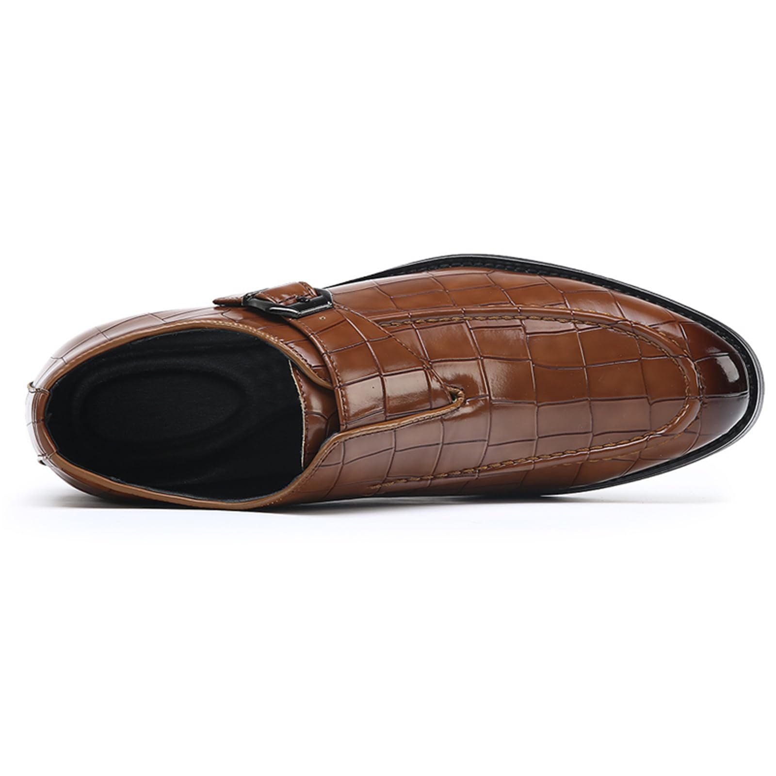 Zapatos Formales Monje De Hombre con Hebilla De Cuero Patentado Mocasines De Vestir Sin Cordones para Trabajo De Negocios
