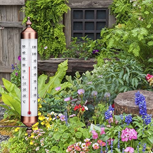 Thermometer Gartenthermometer Wandthermometer mit Bronze-Design Stilvolles Gartenthermometer geeignet for Gartenwand Gewächshaus Garage Raumthermometer – Bild 4