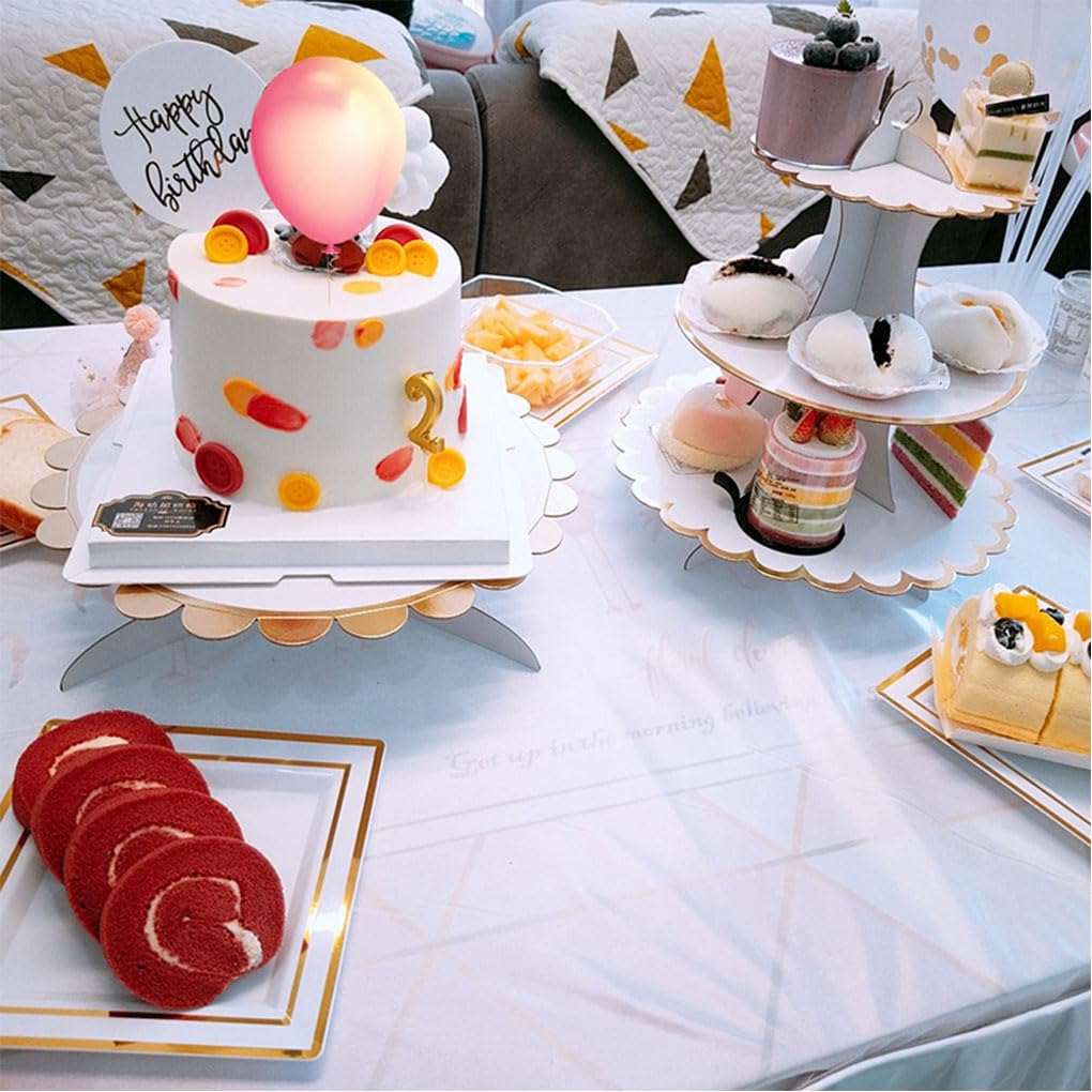 Juego de 5 soportes para tartas de 3 niveles, para cupcakes, mousse, galletas, platos, bodas, aniversarios, fiestas, redondos, color azul claro
