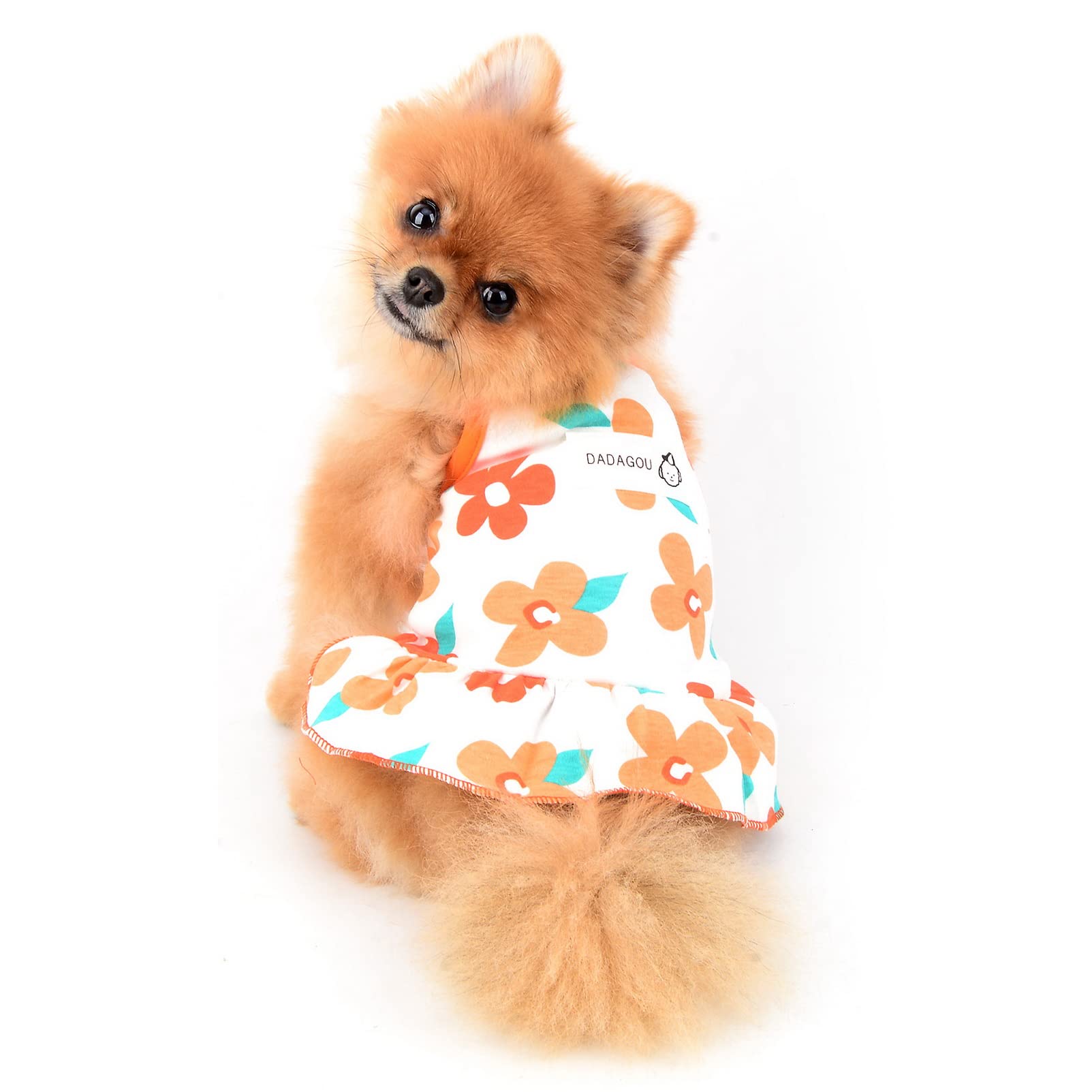 SMALLLEE_LUCKY_STORE Puppy Floral Dress for Small Medium Dog Cat Girls Sundress Female Dog Clothes Birthday Party Holiday Costume Pet Apparel