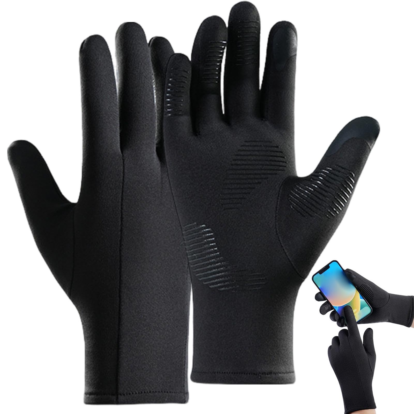 Thermal Ski Gloves - Men Liner Gloves, Anti-Slip Cycling Gloves | Windproof Touchscreen Gloves, Perfect for Driving, Hiking, and Cycling in Cold Conditions, Ensuring Warmth Comfort in Winter Activity