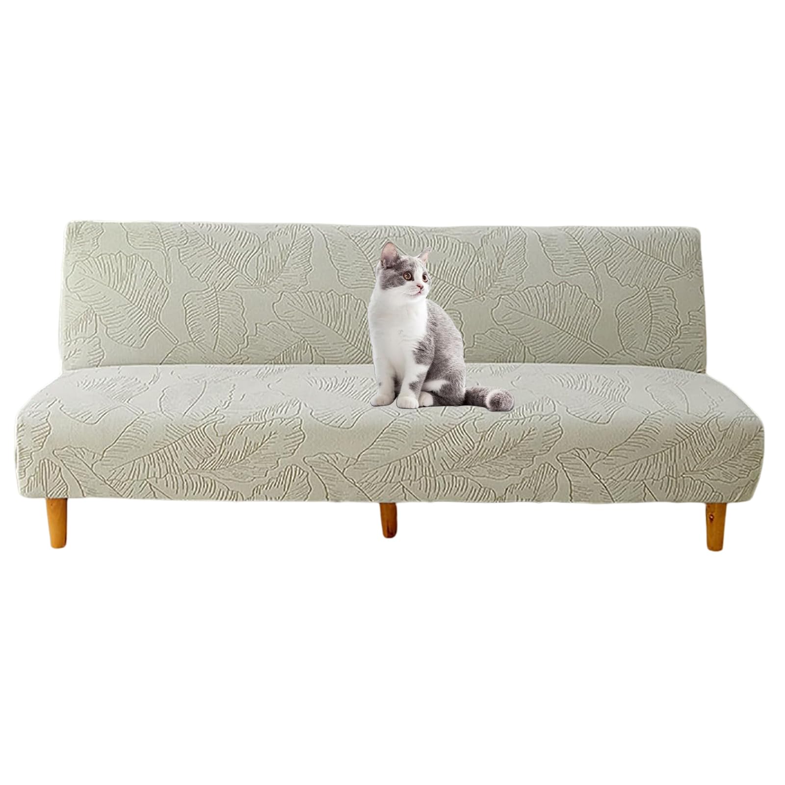 Housse de canapé-lit extensible clic-clac gris clair taille M avec jupe élégante