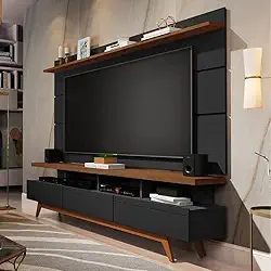 Rack com painel para Tv até 72 Polegadas Vivare Wood Móveis Germai Móveis Germai Black Freijó