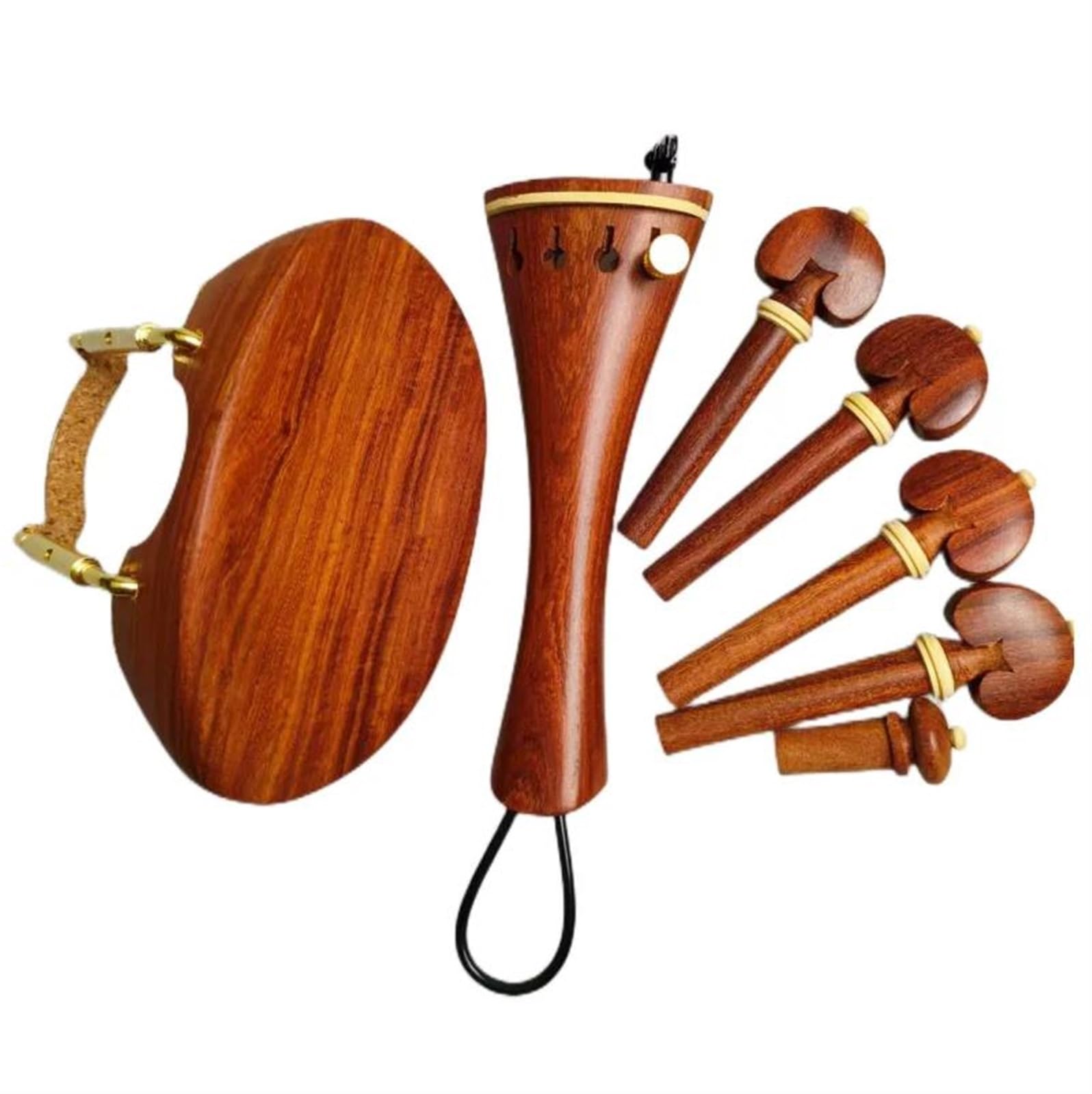 Akcesoria Do Skrzypiec Zestaw Akcesoriów Do Skrzypiec Pełnowymiarowych Z Palisandru 4/4 Kołki Trzpień Końcowy Strunnik Podbródek Złoty Zacisk(Violin parts 1)