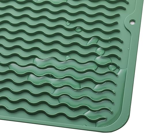 Miniatura 1066 de Tapete de silicona para secado de platos para múltiples usos, fácil de limpiar, ecológico, resistente al calor, tapete de silicona para encimera