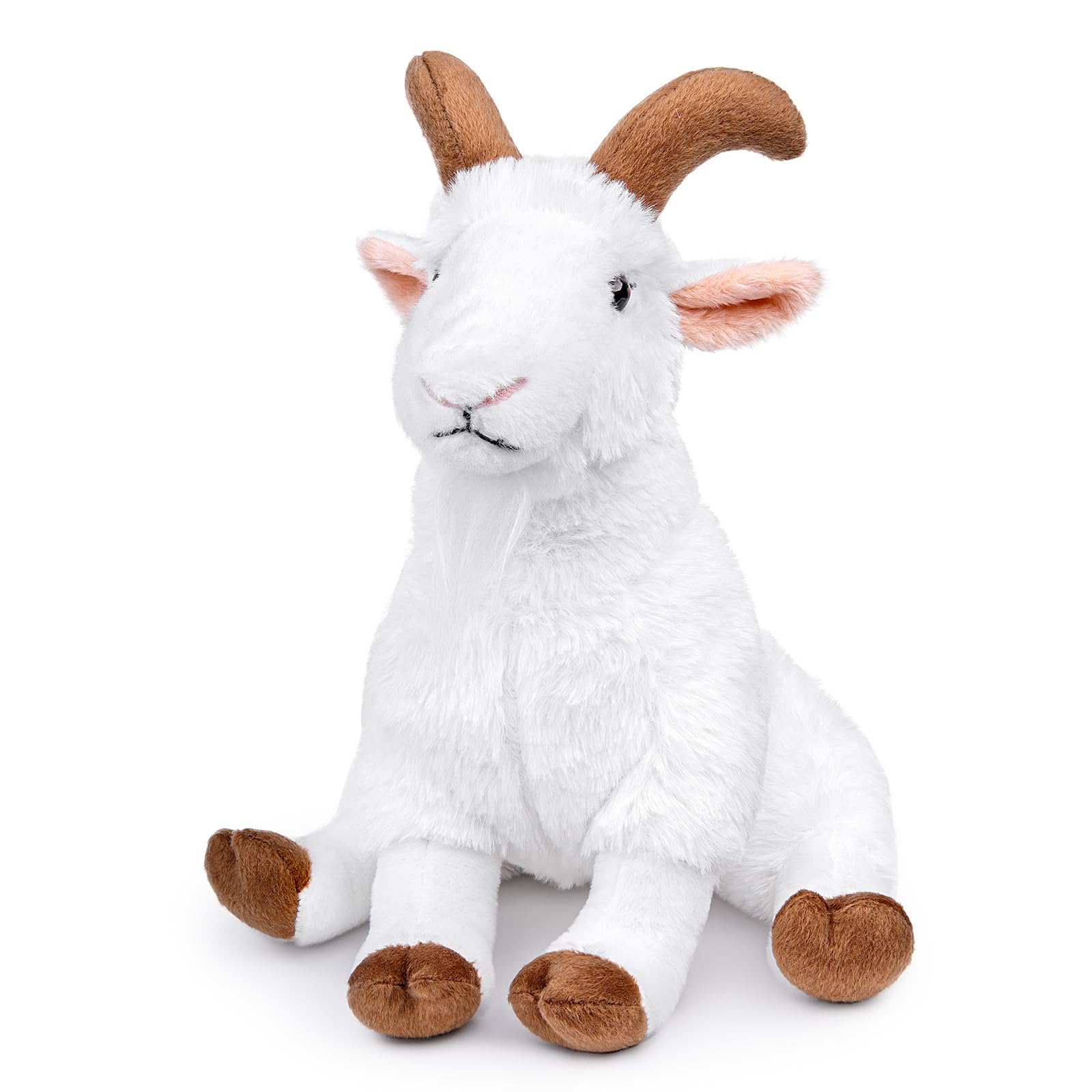 Goat Plush Toy - Lifelike 10' Sitting Goat Stuffed Animal, Soft White Plushie Toy, Unique Model Doll for Kids