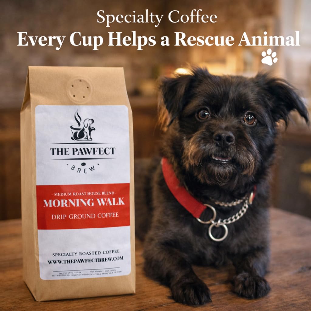 Dog Lovers Coffee -Morning Walk Breakfast Blend by The Pawfect Brew | Medium Roast Ground Coffee, 1LB | Specialty-Grade Central & South American Beans | 25% of profits donated to Animal Rescue