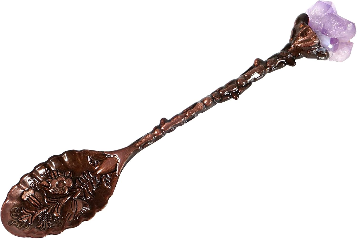 Soulnioi Retro Amethyst Crystal Alloy Metal Coffee Tea Spoon Dessert Spoon Vintage Ice Cream Spoons, A_amethyst-1 - Image 4
