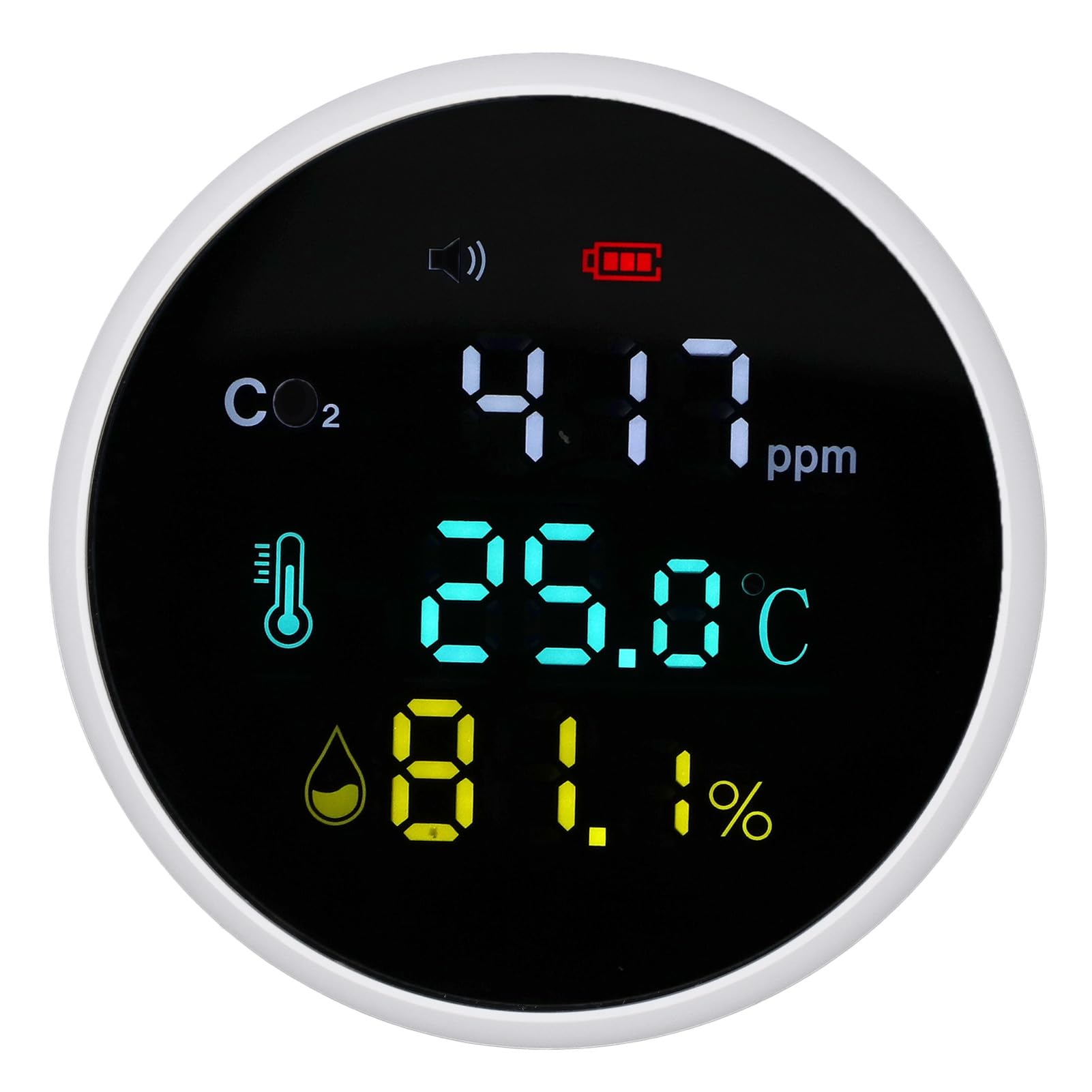 Monitor de CO2, Detector Portátil de Alta Precisión con Alarma, Monitor de Temperatura y Humedad para el Aula de Oficina en Casa
