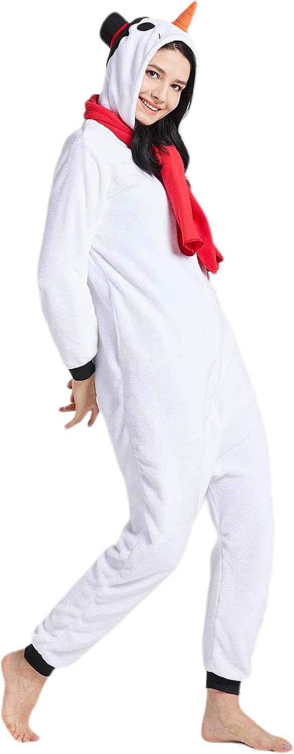DarkCom Snowman Onesie Halloween Costume One Piece Unisex Adult Pajamas Women Men Sleepwear Christmas Pajamas