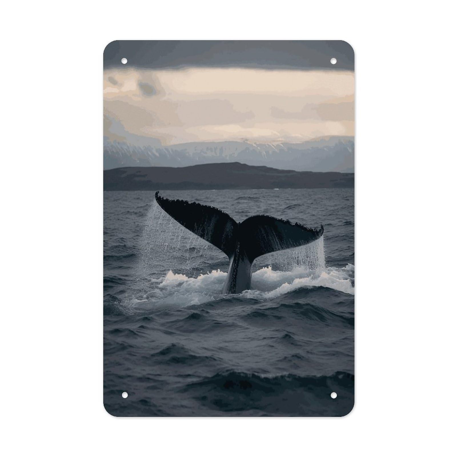 Btcowzrv Style Humpback Whale Tail Ocean Metal Tin Sign Wall Decor Hanging Plaque