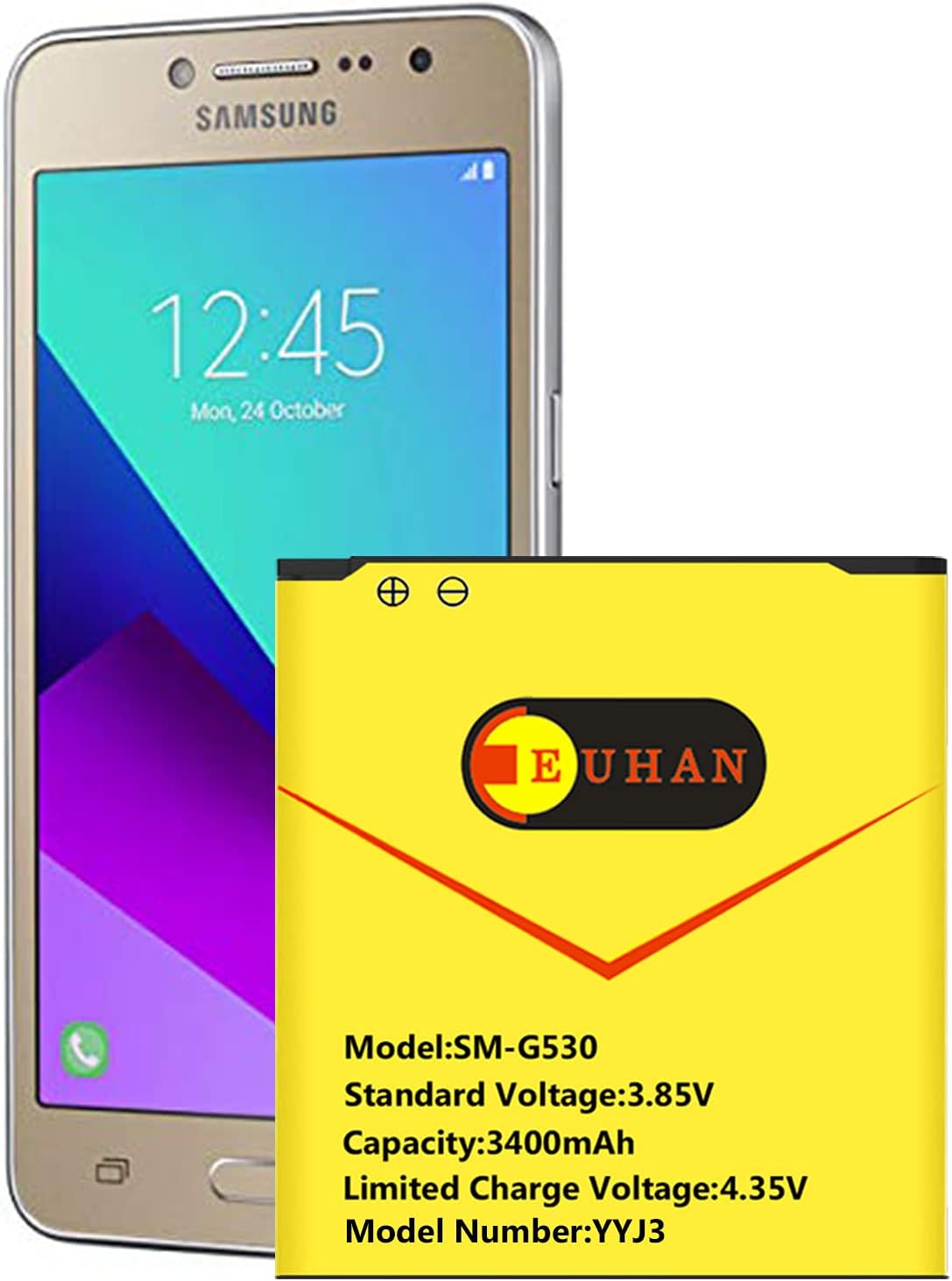 Galaxy Grand Prime Battery, [Upgraded] Euhan 3400mAh Li