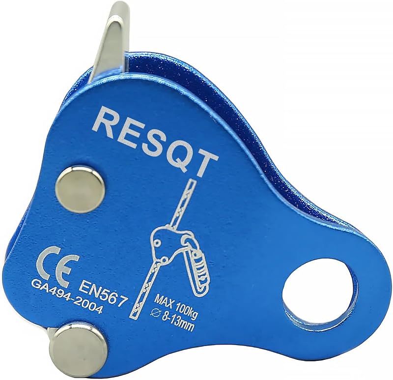 Climbing Fall Protection Belay Device Ascender Protect Aluminum Magnesium Alloy Rope Grab for Rock Climbing Mountaineering Tree Arborist Expedition Caving Rescue Aerial Work