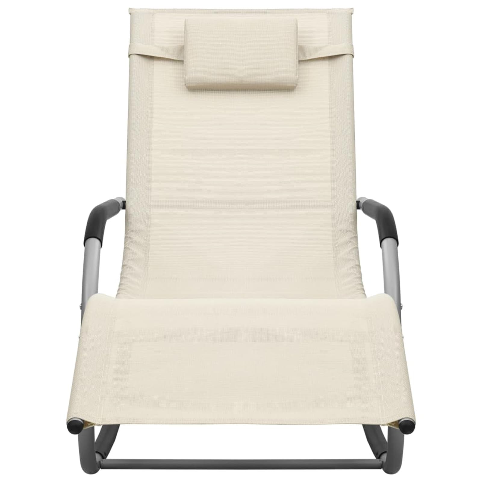 Homgoday Lettino Prendisole in Textilene Crema e Grigio, Lettini Prendisole, Divano Letto Mobili, Lettino da Piscina, Lettino Prendisole da Giardino Model310506
