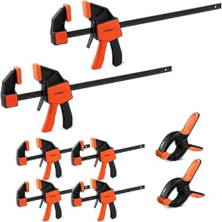 HORUSDY 8-Piece Bar Clamps for Woodworking, 12-Inch (2) and 6-Inch (4) wood clamps,6-Inch (2) Spring Clamps, Quick Clamps ...