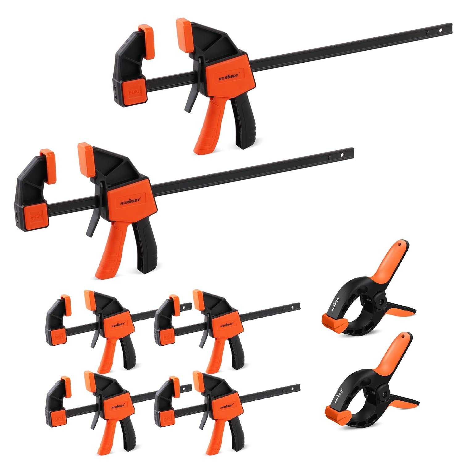 HORUSDY Bar Clamps for Woodworking, 8-Piece woodworking clamps, 12-Inch (2) and 6-Inch (4) wood clamps Set, 6-Inch (2) Spring Clamps, Quick Clamps F Clamp with 150 LBS Load Limit