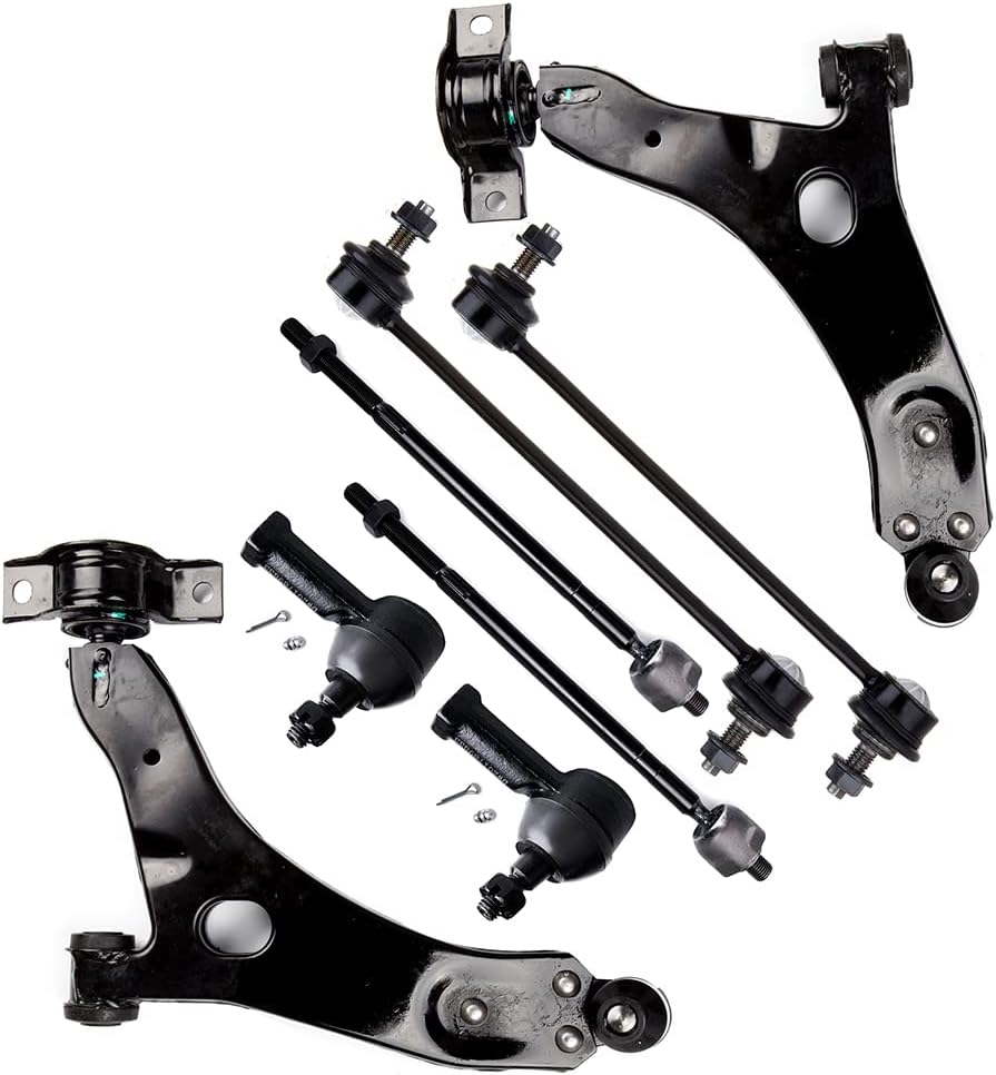 SCITOO 10pcs Suspension Kit Wheel Bearing For 2005-2010 For Ford Focus w/Suspension Parts Lower Control Arm Wheel Bearing Hub Assembly Sway Bar Link Tie Rod End