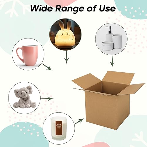 Miniatura 29 de CRUGLA Cajas de envío de 9 x 6 x 4 para pequeñas empresas, caja de embalaje de cartón corrugado, 25 paquetes Marrón,Blanco