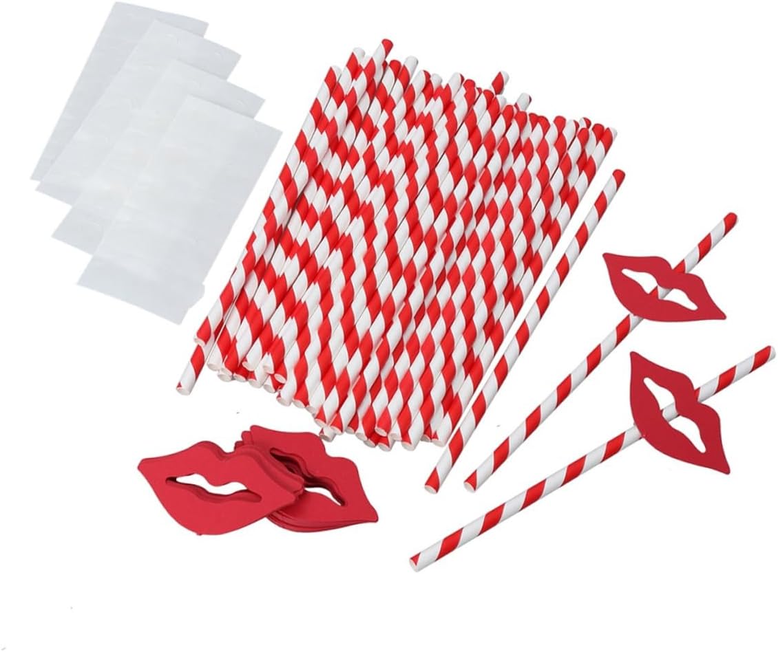10pcs Decorative Heart Shape Paper Cocktail Drinking Straws for Wedding Birthday Graduation Party Supplies Safe Disposable Party Decor 10pcs/pack
