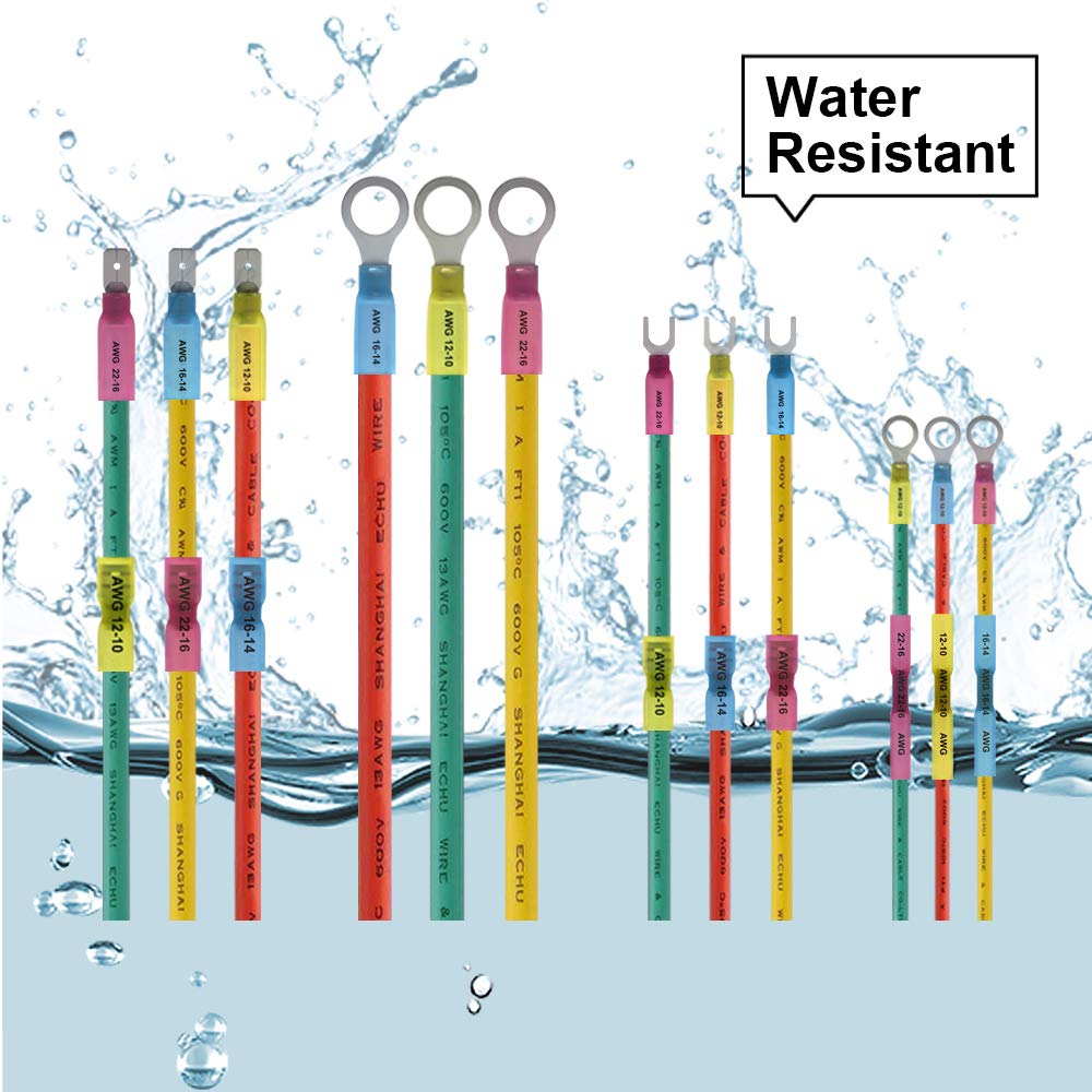 Schrumpfdrahtverbinder, Quetschklemmen, Spleißspaten und Ring, sortiert, DIY-Kit – 27 Größen, 9 Stile, 3 Farben mit Etui, 270 Stück