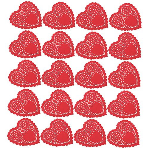 PRETYZOOM 100Pcs Valentine Themed Heart Shaped Decorative Cake Oil Blotting Pads for Cakes Desserts and Table Decoration