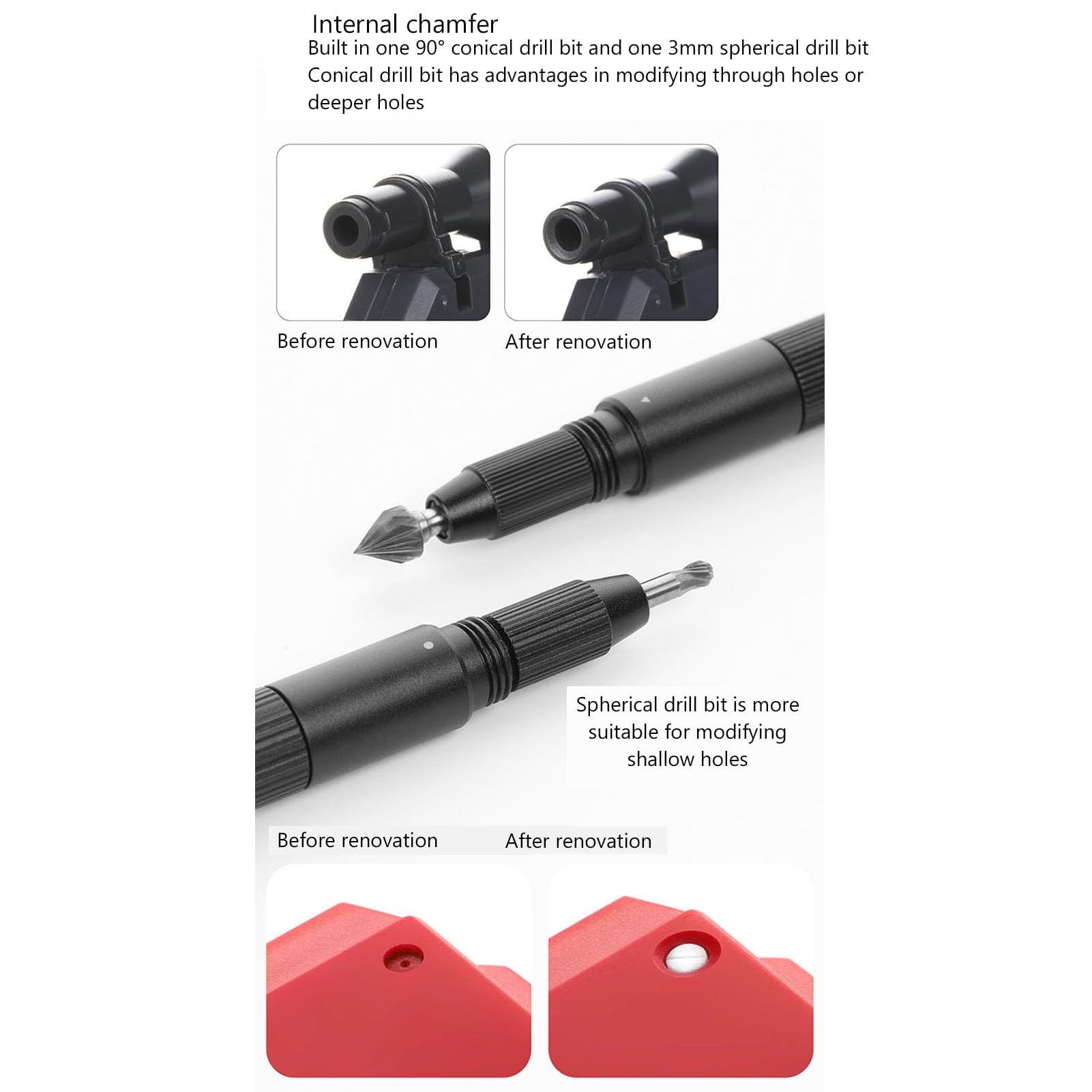 Dpofirs Set di Utensili per Smussatura Efficiente Punta da Trapano Conica da 90 Gradi Modellismo per la Lavorazione del Legno e la Produzione di Plastica Set di 5 Pezzi in Acciaio Al Carbonio