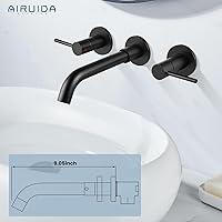 Vista 5 de Airuida Grifo de baño de latón macizo con boquilla giratoria 360, grifo mezclador de lavabo con válvula áspera y asas de doble nivel, color negro