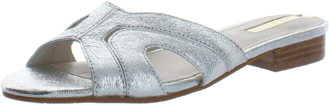 Kenneth Cole Women's Viveca Solid Flat Slide Sandal, Silver, 7 M US