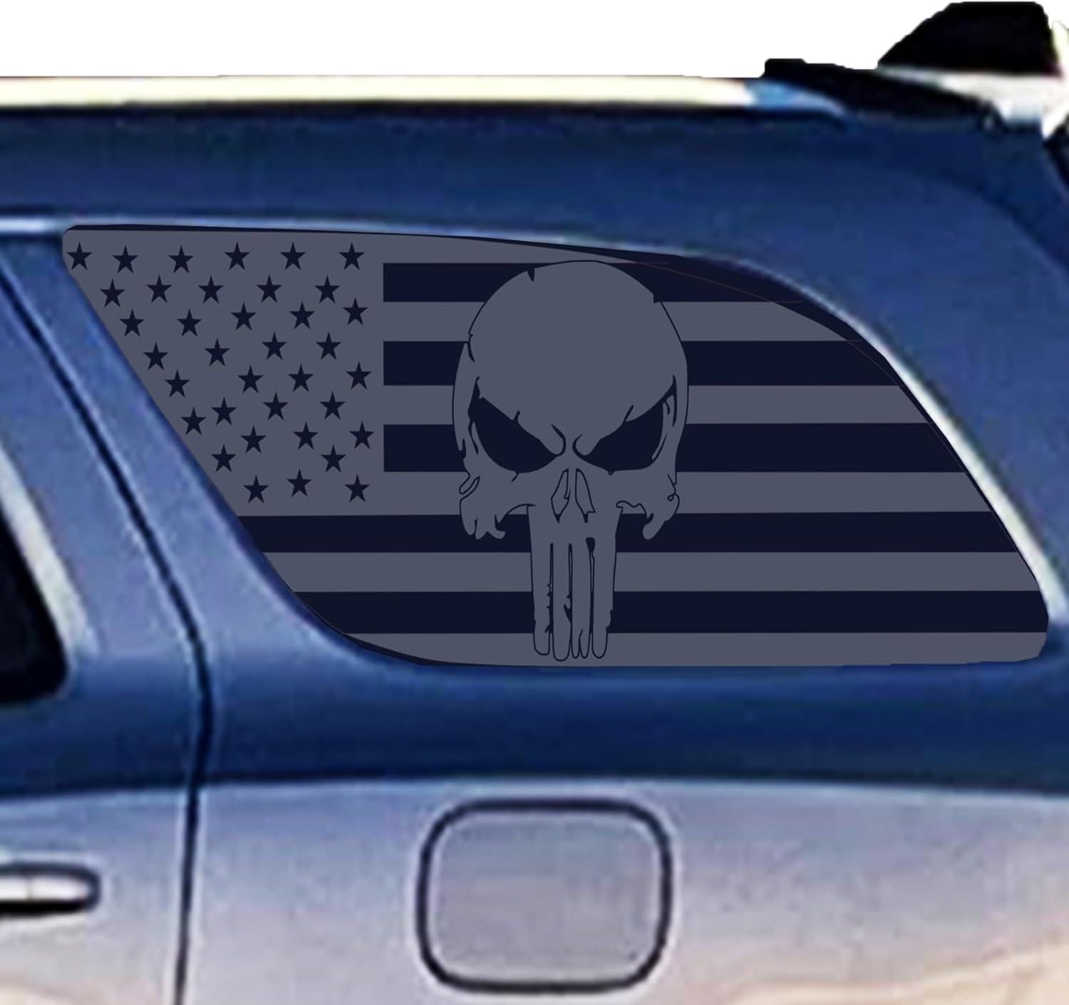 for Dodge Durango 2014–2023 Rear Side Window American Flag Skull Decal, Matte Black Patriotic Vinyl Sticker, Truck Accessories for Dodge Durango 2014 2015 2016 2017 2018 2019 2020 2021 2022 2023