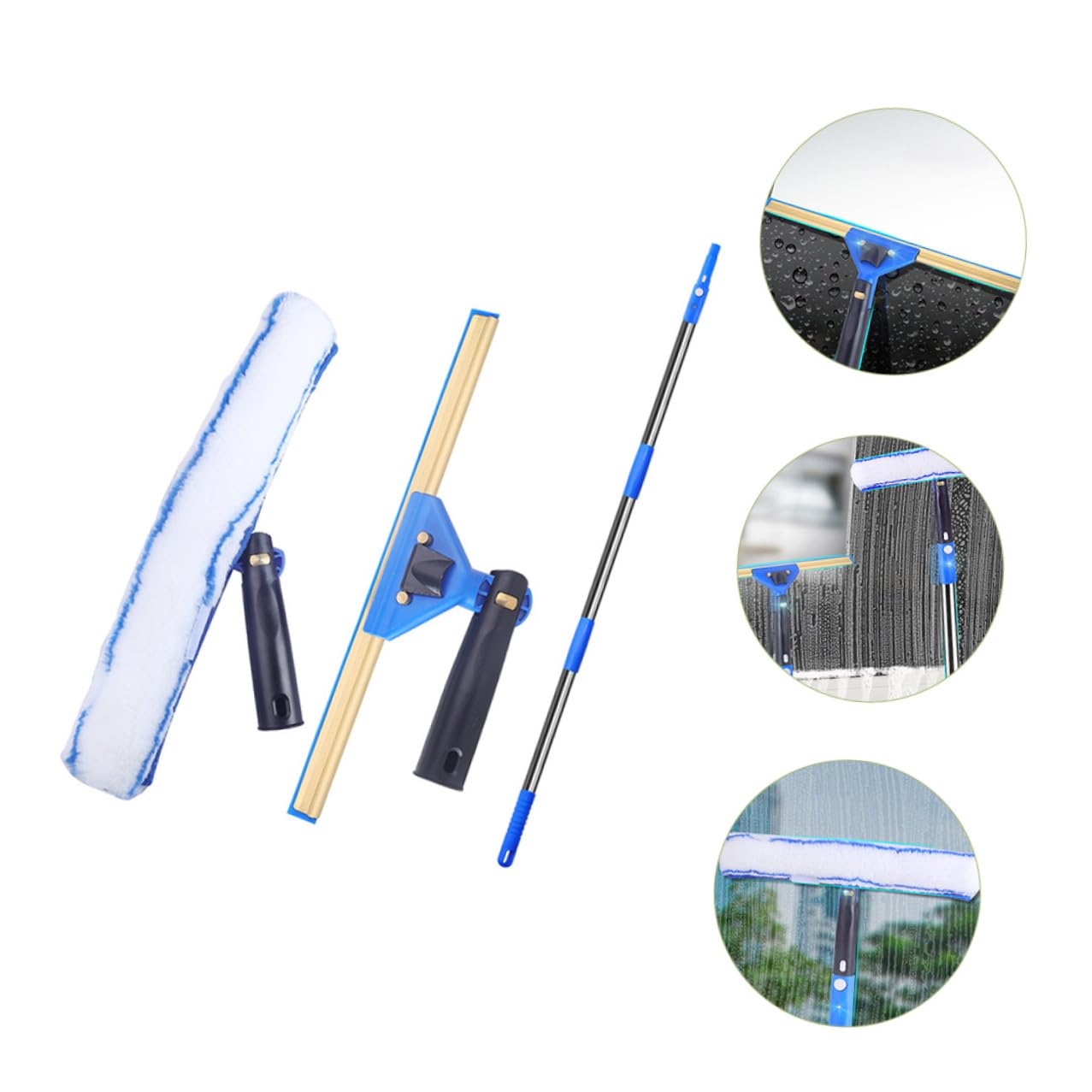 YARNOW Raclette Extensible Microfibre pour Nettoyage de Vitres et Fenêtres avec Manche Ergonomique pour Voitures Douches et Balcons Poignée Antidérapante Confortable