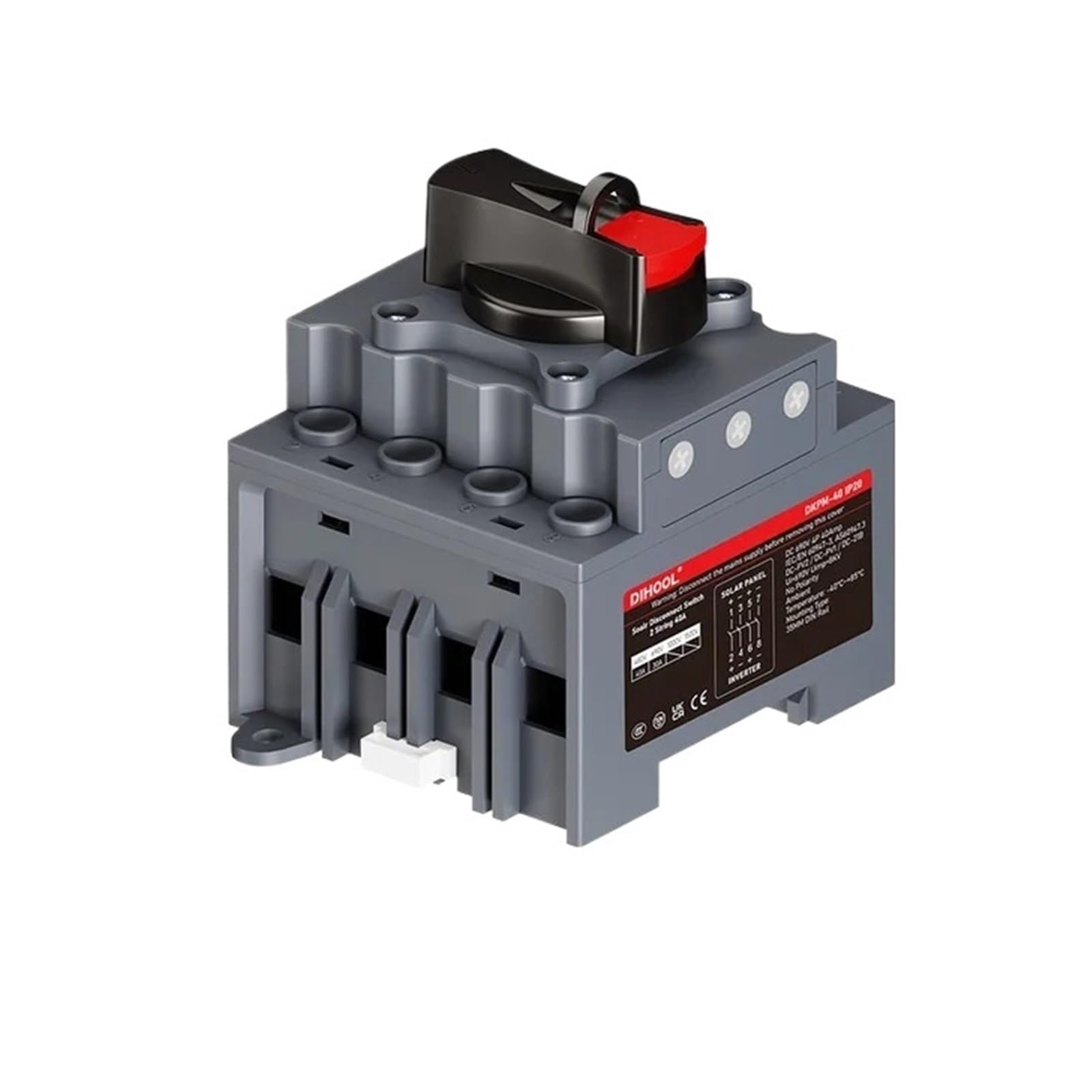 GVBAEPIEO Solar PV Photovoltaic DC Isolation Switch 1A-32A DC1000V 1200V 2 Strings Out Waterproof Disconnect ON Off IP66(2s-ip66 1200v 32a)