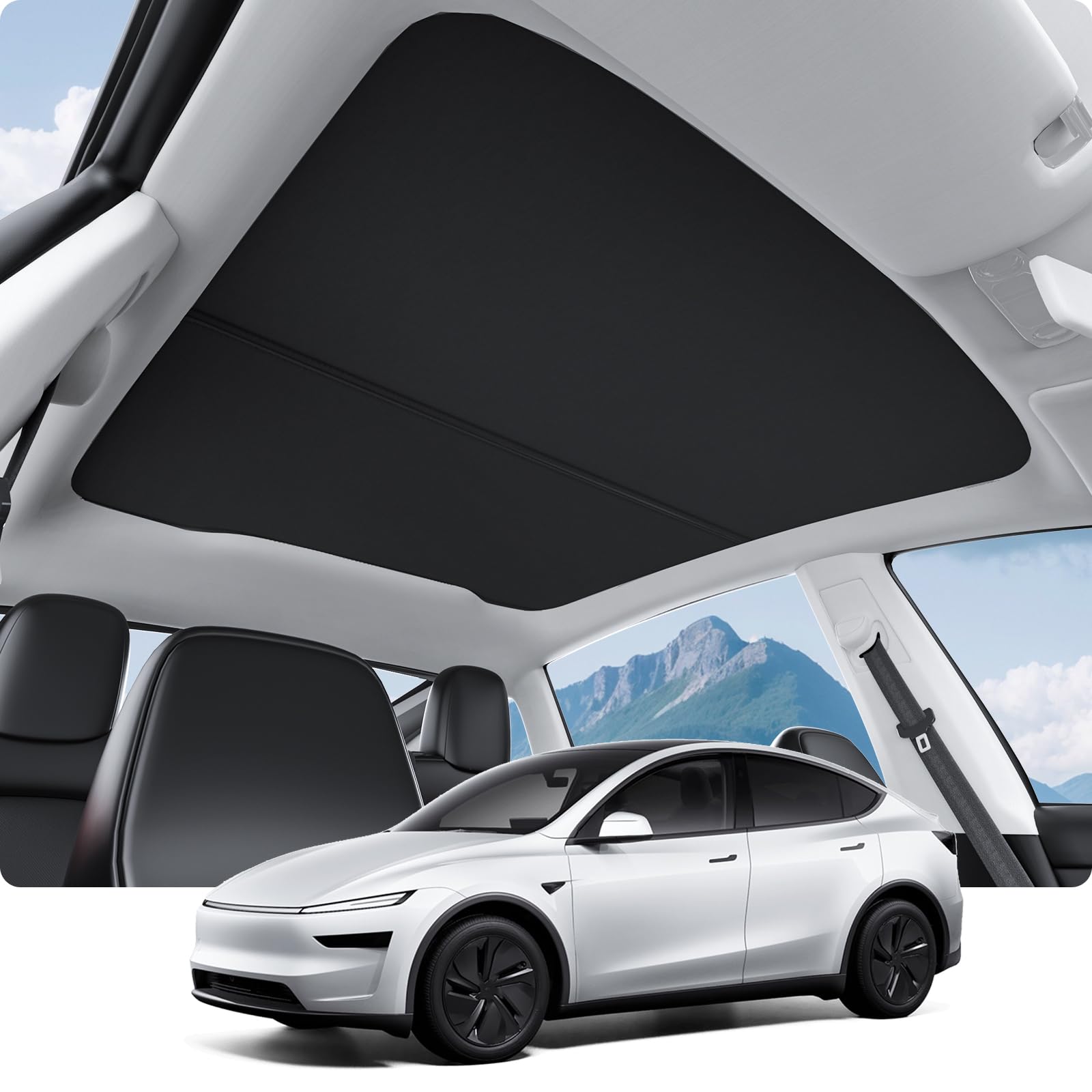 BASENOR Sunshade Roof for 2026 2025 Tesla Model Y Juniper No Gap-Black