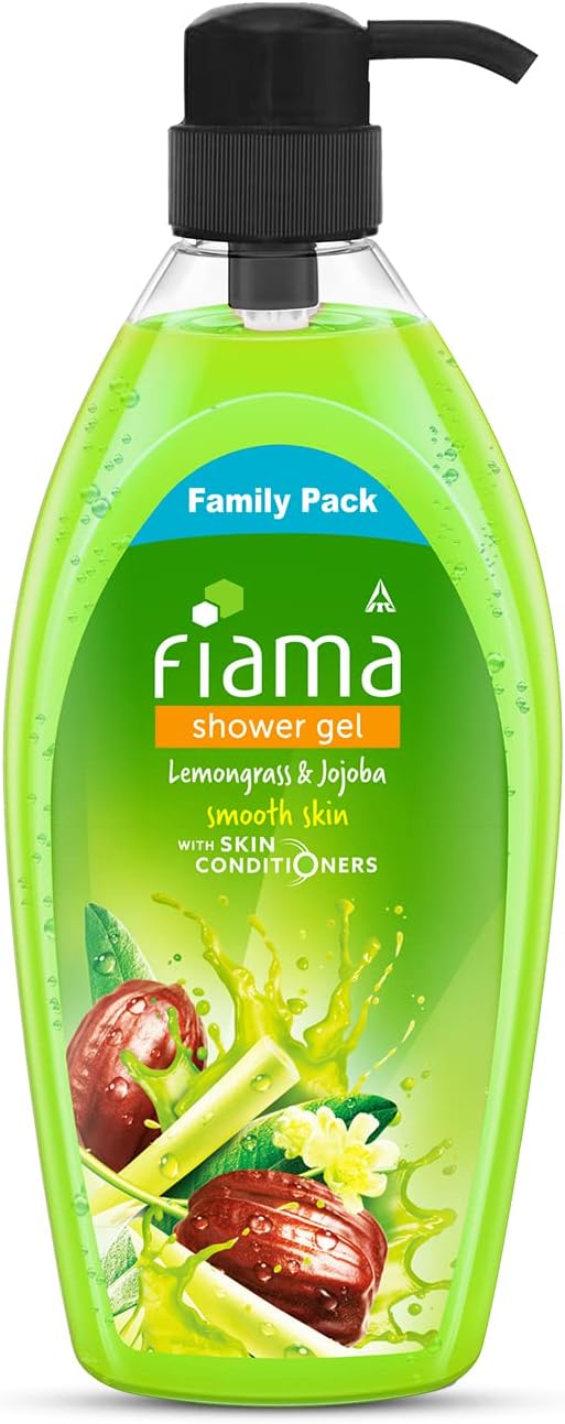 Fiama Body Wash Shower Gel Lemongrass & Jojoba, 900ml Family Pack, Body Wash for Women and Men with Skin Conditioners for Smooth Skin & Gentle Exfoliation, Suitable for All Skin Types