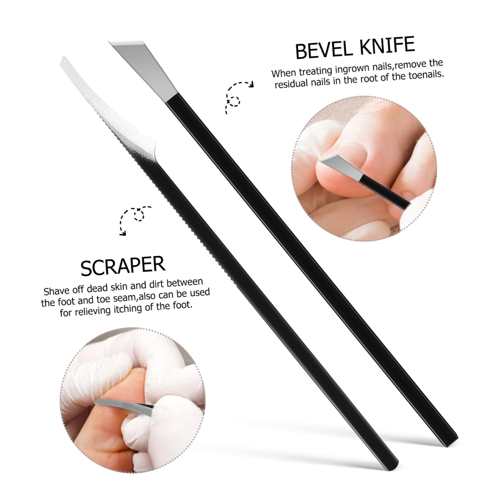 Healvian Set for Feet 5 Pcs Professional Tools Cuticle Scissors Foot Scraper Skin Remover Ideal for Home and Salon