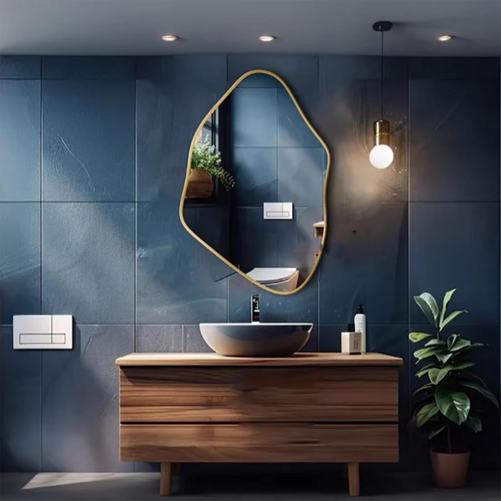 Specchio Espejo de baño de pared, Espejo de maquillaje de pared de Forma Especial, se cuelga Horizontal y verticalmente, para baño M