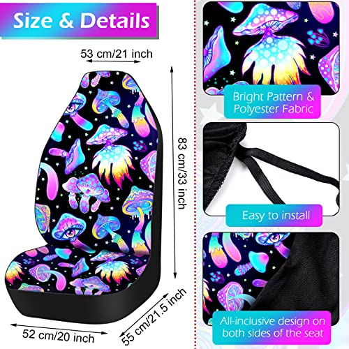 Estune 12 Pcs Car Seats Covers Mushroom Car Seat Covers Full Set For Women Car Accessories Hanging Ornament Steering Wheel Cover Seat Belt Cover Armrest Cover Wrist Keychains Car Cup Mats (Stylish) #TOP1